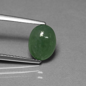 2.37 ct Green Jadeite Stone, Natural Jadeite in Oval Cabochon Shape for Sale