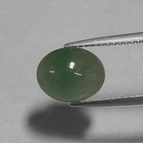 3.24 ct Green Jadeite Gemstone, Jadeite Gem in Oval Cabochon Shape for Sale.