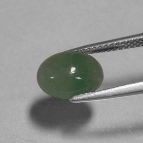 3.24 ct Green Jadeite Stone, Natural Jadeite in Oval Cabochon Shape for Sale