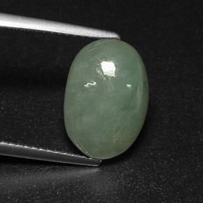 4.81 ct Green Jadeite Gemstone, Jadeite Gem in Oval Cabochon Shape for Sale.