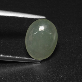 3.09 ct Green Jadeite Gemstone, Jadeite Gem in Oval Cabochon Shape for Sale.