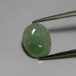 3.19 ct Green Jadeite Gemstone, Jadeite Gem in Oval Cabochon Shape for Sale.