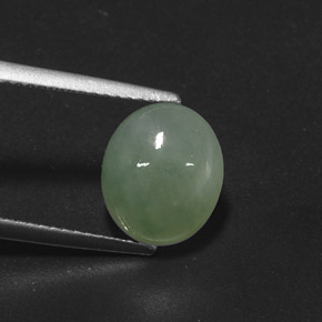 3.80 ct Green Jadeite Gemstone, Jadeite Gem in Oval Cabochon Shape for Sale.