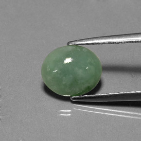 2.17 ct Green Jadeite Gemstone, Jadeite Gem in Oval Cabochon Shape for Sale.