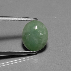 2.17 ct Green Jadeite Stone, Natural Jadeite in Oval Cabochon Shape for Sale