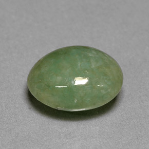2.46 ct Green Jadeite Stone, Natural Jadeite in Oval Cabochon Shape for Sale