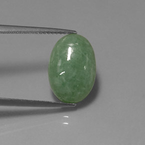 5.83 ct Green Jadeite Gemstone, Jadeite Gem in Oval Cabochon Shape for Sale.