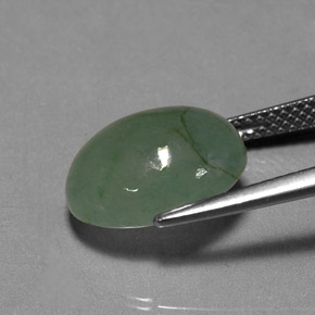 Jadeite Gemstone in 12.8 x 10.2 mm Size for Sale, Jadeite Stone in Green Color