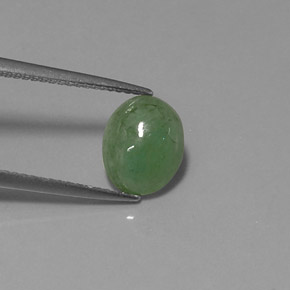 2.23 ct Green Jadeite Gemstone, Jadeite Gem in Oval Cabochon Shape for Sale.