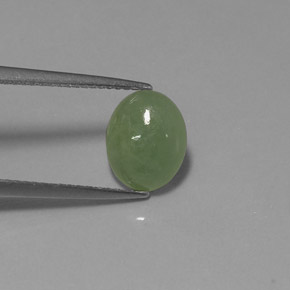 2.39 ct Green Jadeite Gemstone, Jadeite Gem in Oval Cabochon Shape for Sale.