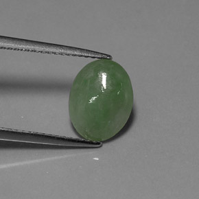 2.31 ct Green Jadeite Gemstone, Jadeite Gem in Oval Cabochon Shape for Sale.