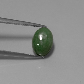 2.90 ct Green Jadeite Gemstone, Jadeite Gem in Oval Cabochon Shape for Sale.