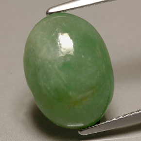 6.22 ct Green Jadeite Gemstone, Jadeite Gem in Oval Cabochon Shape for Sale.