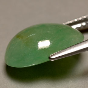 6.22 ct Green Jadeite Stone, Natural Jadeite in Oval Cabochon Shape for Sale