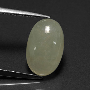 3.64 ct Green Jadeite Stone, Natural Jadeite in Oval Cabochon Shape for Sale