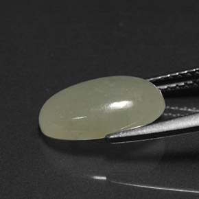 Jadeite Gemstone in 12.1 x 7.7 mm Size for Sale, Jadeite Stone in White Green Color