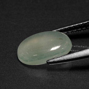 Jadeite Gemstone in 9.9 x 6.9 mm Size for Sale, Jadeite Stone in White Green Color