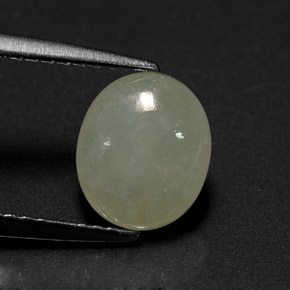 1.98 ct Green Jadeite Stone, Natural Jadeite in Oval Cabochon Shape for Sale
