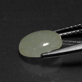 Jadeite Gemstone in 8.5 x 7.2 mm Size for Sale, Jadeite Stone in White Green Color