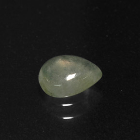 0.63 ct Green Jadeite Gemstone, Jadeite Gem in Pear Cabochon Shape for Sale.
