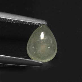 0.63 ct Green Jadeite Stone, Natural Jadeite in Pear Cabochon Shape for Sale