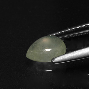 Jadeite Gemstone in 6.4 x 5.1 mm Size for Sale, Jadeite Stone in White Green Color