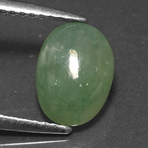 2.50 ct Green Jadeite Stone, Natural Jadeite in Oval Cabochon Shape for Sale