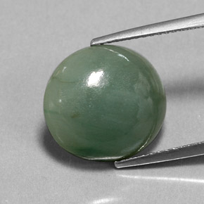 7.70 ct Green Jadeite Gemstone, Jadeite Gem in Oval Cabochon Shape for Sale.