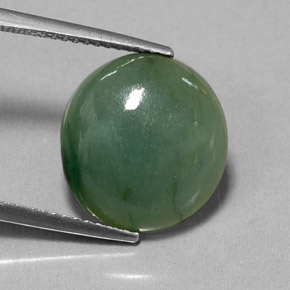 7.70 ct Green Jadeite Stone, Natural Jadeite in Oval Cabochon Shape for Sale