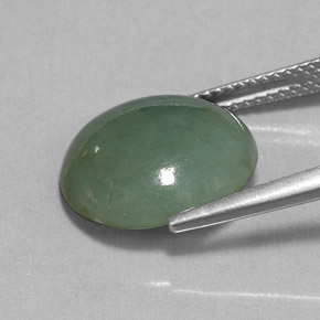 Jadeite Gemstone in 14 x 13 mm Size for Sale, Jadeite Stone in Green Color