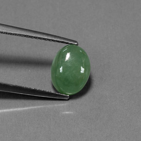 3.01 ct Green Jadeite Stone, Natural Jadeite in Oval Cabochon Shape for Sale