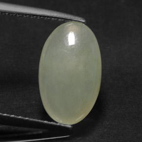 3.43 ct Green Jadeite Stone, Natural Jadeite in Oval Cabochon Shape for Sale