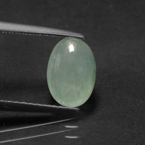 1.68 ct Green Jadeite Stone, Natural Jadeite in Oval Cabochon Shape for Sale