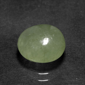 3.60 ct Green Jadeite Gemstone, Jadeite Gem in Oval Cabochon Shape for Sale.