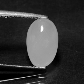 2.02 ct White Jadeite Stone, Natural Jadeite in Oval Cabochon Shape for Sale