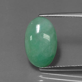5.96 ct Green Jadeite Gemstone, Jadeite Gem in Oval Cabochon Shape for Sale.
