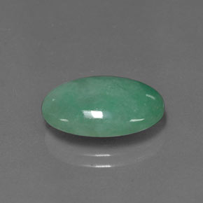 5.96 ct Green Jadeite Stone, Natural Jadeite in Oval Cabochon Shape for Sale