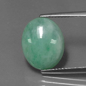 5.48 ct Green Jadeite Gemstone, Jadeite Gem in Oval Cabochon Shape for Sale.
