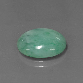 5.48 ct Green Jadeite Stone, Natural Jadeite in Oval Cabochon Shape for Sale