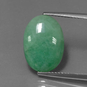 5.77 ct Green Jadeite Gemstone, Jadeite Gem in Oval Cabochon Shape for Sale.