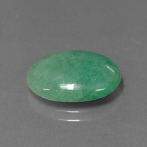5.77 ct Green Jadeite Stone, Natural Jadeite in Oval Cabochon Shape for Sale