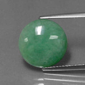5.92 ct Green Jadeite Gemstone, Jadeite Gem in Round Cabochon Shape for Sale.