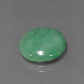 5.92 ct Green Jadeite Stone, Natural Jadeite in Round Cabochon Shape for Sale