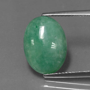 6.30 ct Green Jadeite Gemstone, Jadeite Gem in Oval Cabochon Shape for Sale.
