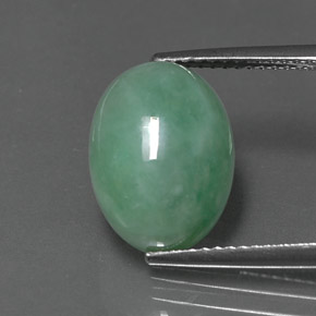 8.44 ct Green Jadeite Gemstone, Jadeite Gem in Oval Cabochon Shape for Sale.