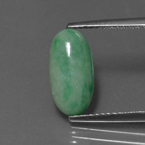 2.64 ct Green Jadeite Gemstone, Jadeite Gem in Oval Cabochon Shape for Sale.