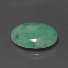 12.72 ct Green Jadeite Stone, Natural Jadeite in Oval Cabochon Shape for Sale