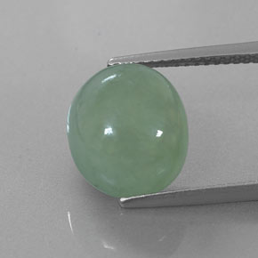 6.83 ct Green Jadeite Gemstone, Jadeite Gem in Oval Cabochon Shape for Sale.