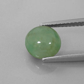 2.01 ct Green Jadeite Gemstone, Jadeite Gem in Round Cabochon Shape for Sale.