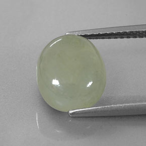 3.69 ct Green Jadeite Gemstone, Jadeite Gem in Oval Cabochon Shape for Sale.